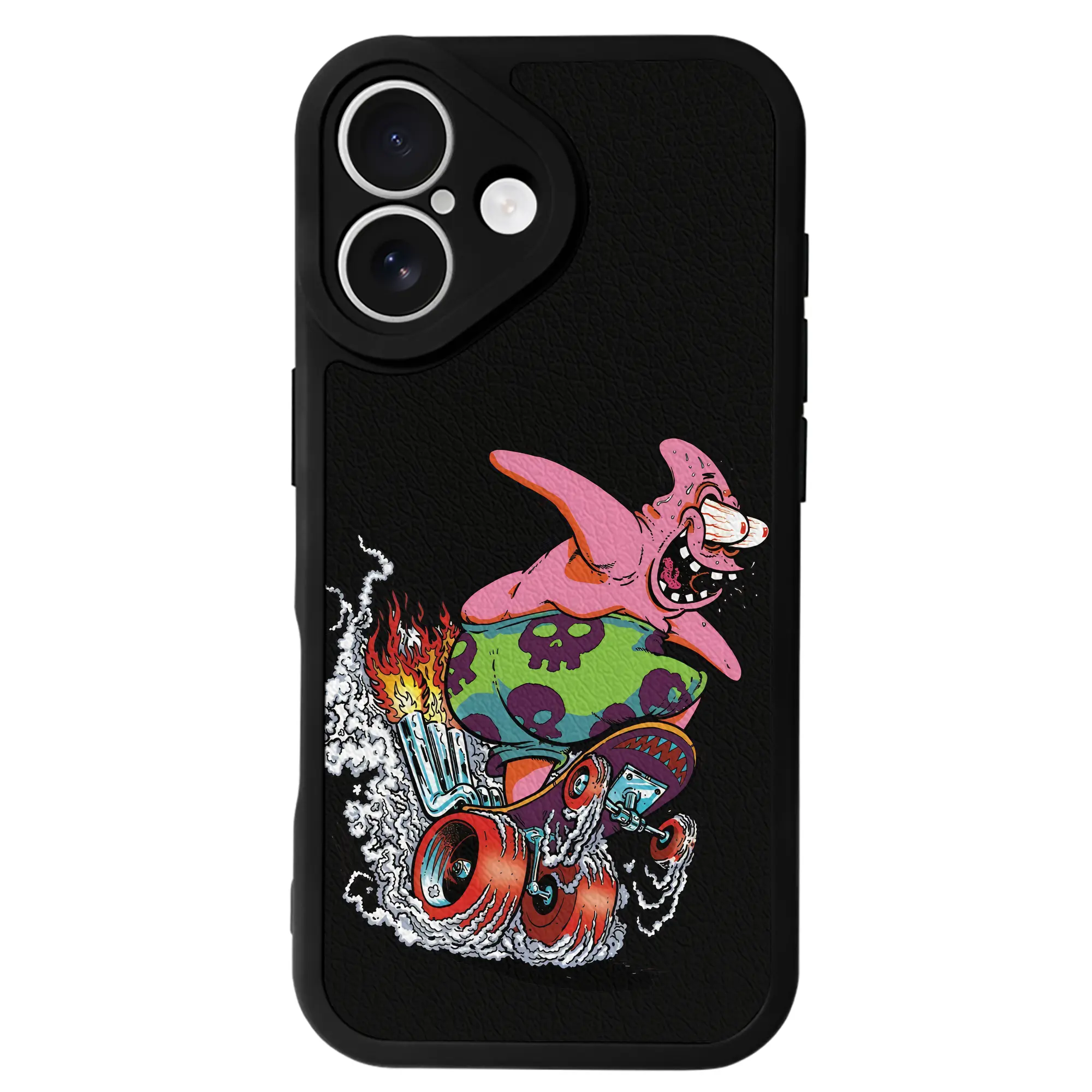 スポンジボブ グッズ パトリック・スター - IPhone 16シリーズ対応 ・ シリコンスマホケース ・ レザー調 ・ 高精度フィット ・ 耐衝撃 ・ ワイヤレス充電対応 ・ 精密カット